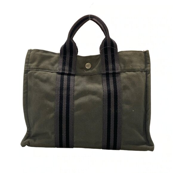 Auth HERMES Fourre Tout Tote PM - Dark Gray Canvas Tote Bag - Picture 2 of 10